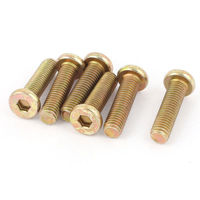 uxcell Uxcell M8 x 30mm Threaded Hex Socket Head Cap Screws Bolts Bronze Tone 6 Pcs