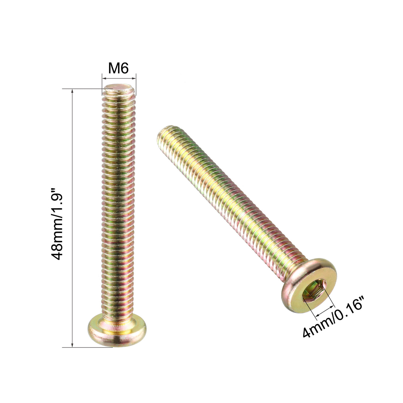 uxcell Uxcell M6 x 45mm Threaded 1mm Pitch Hex Socket Head Cap Screws Bolts 5 Pcs