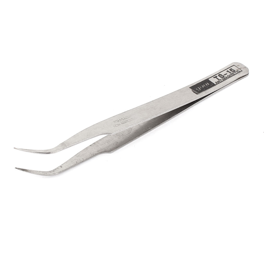 uxcell Uxcell Silver Tone Stainless Steel Bended Nose Pointed Curved Tweezer 4.5" Long