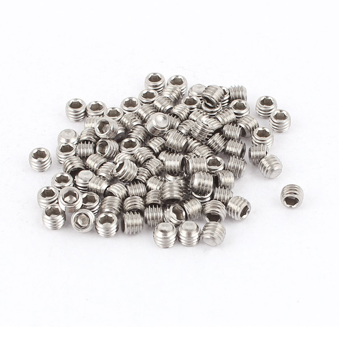 uxcell Uxcell M5x4mm Stainless Steel Hex Socket Set Cup Point Grub Screws Silver Tone 100Pcs