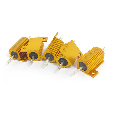 Harfington Uxcell 5pcs 25W 200 Ohm Resistance 5% Axial Yellow Chassis Mount Aluminum Clad Wirewound Power Resistor