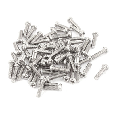 Harfington Uxcell M2.5 x 10mm 304 Stainless Steel Phillips Round Head Screws Bolt 4mm Head (Pack of 60)