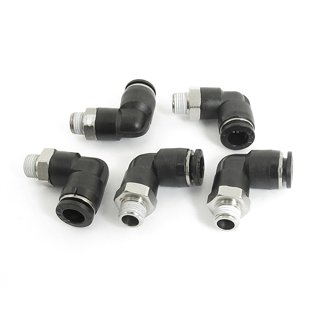 uxcell Uxcell 5Pcs 1/8BSP Male to 8mm Air Pneumatic Elbow Quick Connect Connectors