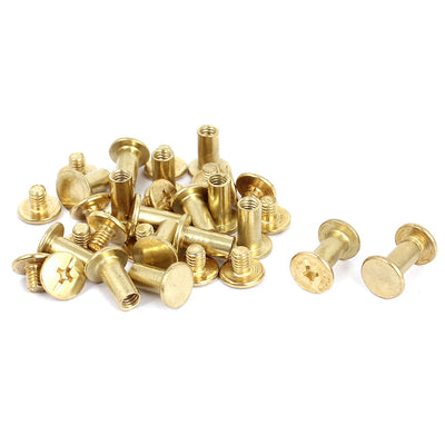 uxcell Uxcell 17 Pcs M5x10mm Brass Plated Binding Chicago Screw Post for Leather Purse Belt