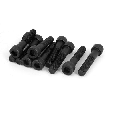 uxcell Uxcell M10x50mm 12.9 Alloy Steel Hex Socket Screws Partially Threaded Bolt Black 10Pcs