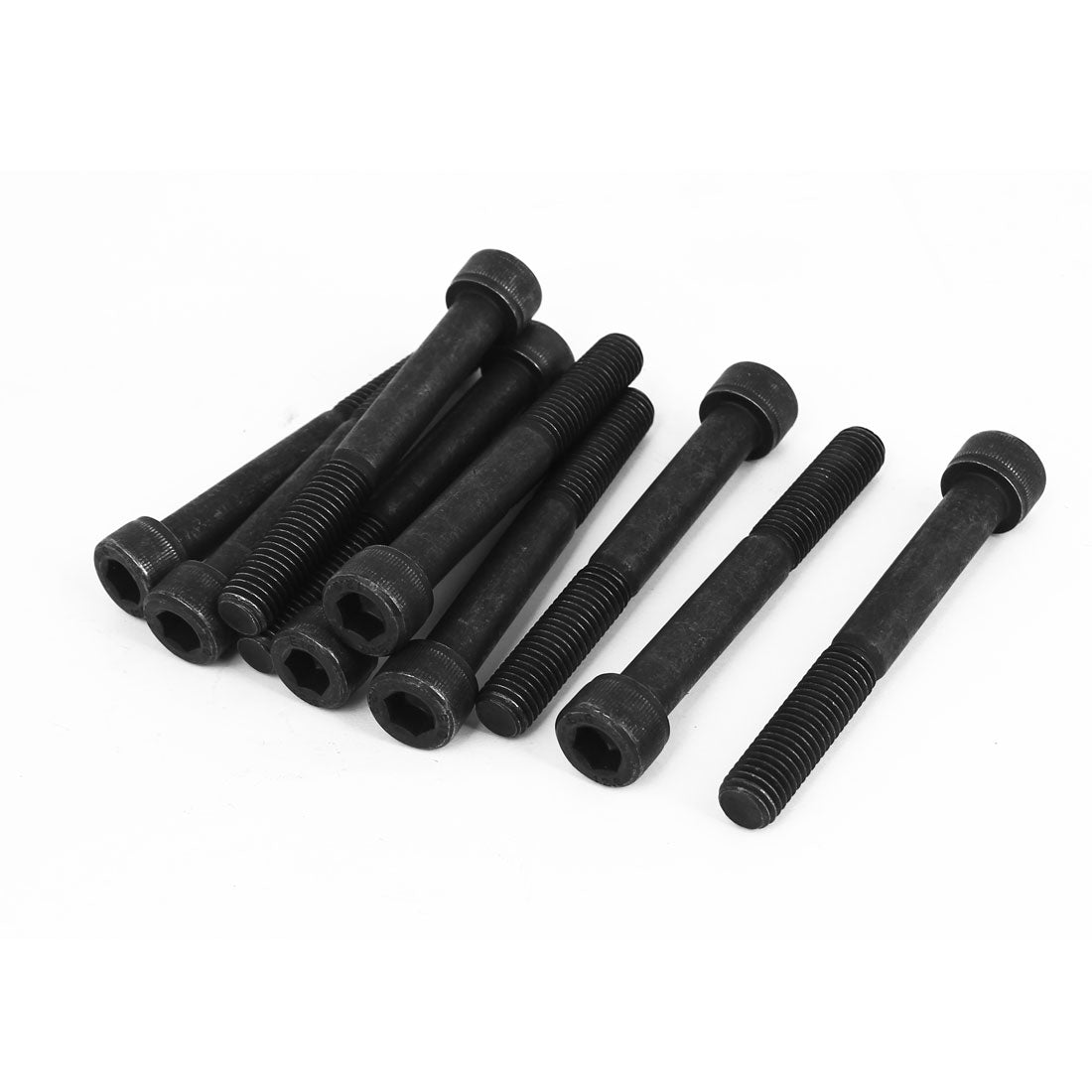 uxcell Uxcell M10x90mm 12.9 Alloy Steel Hex Socket Screws Partially Threaded Bolt Black 10Pcs