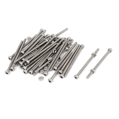 uxcell Uxcell M3x50mm Stainless Steel Hex Socket Head Knurled Cap Screws Bolts Nut Set 30Pcs