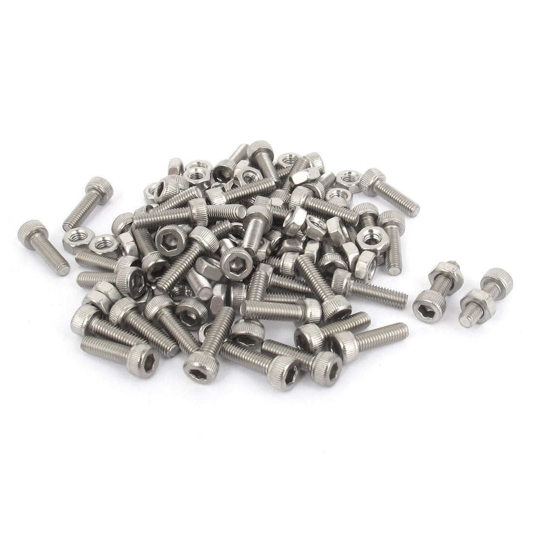 uxcell Uxcell M3x10mm Stainless Steel Hex Socket Head Knurled Cap Screws Bolts Nut Set 50Pcs