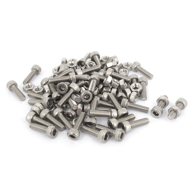 Harfington Uxcell M3x10mm Stainless Steel Hex Socket Head Knurled Cap Screws Bolts Nut Set 50Pcs