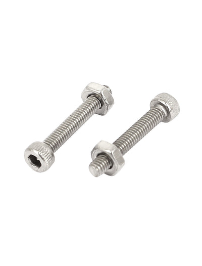 Harfington Uxcell M2.5x16mm Stainless Steel Hex Socket Head Knurled Cap Screws Bolts Nut Set 20Pcs