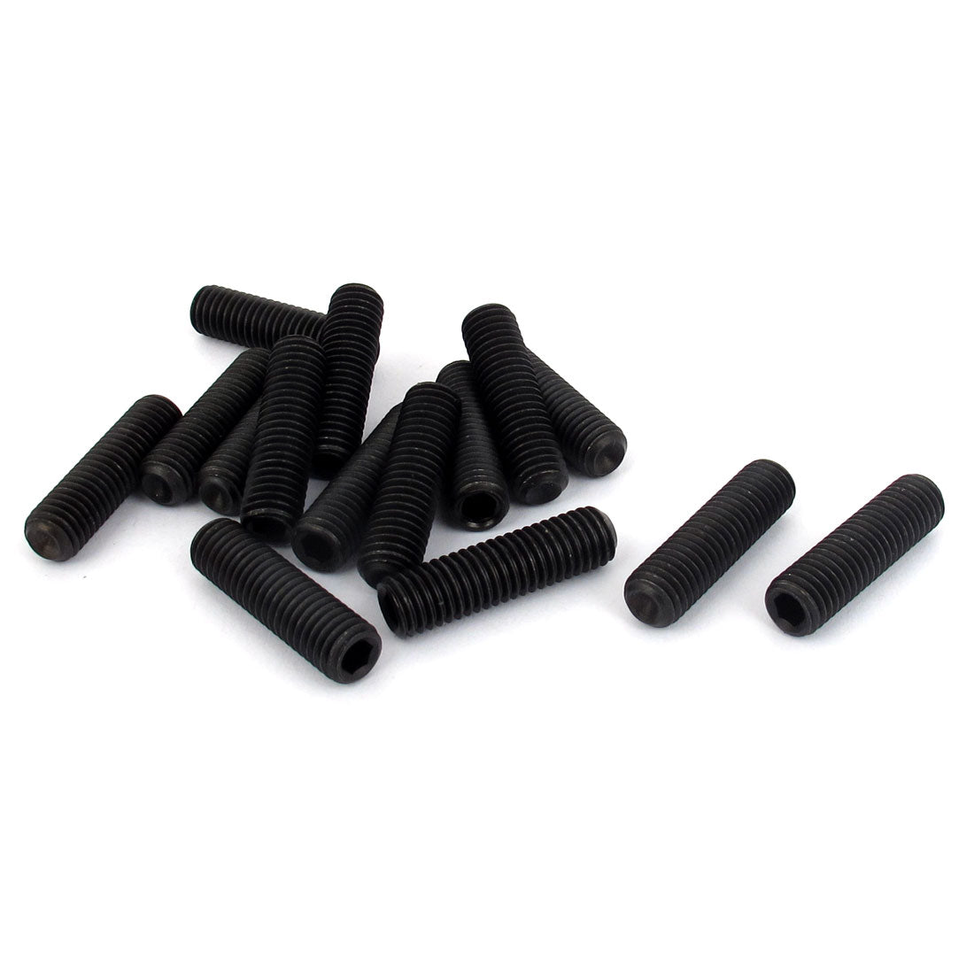 uxcell Uxcell M8 x 30mm 1.25mm Pitch Hex Socket Set Cup Point Grub Screws Black 15pcs