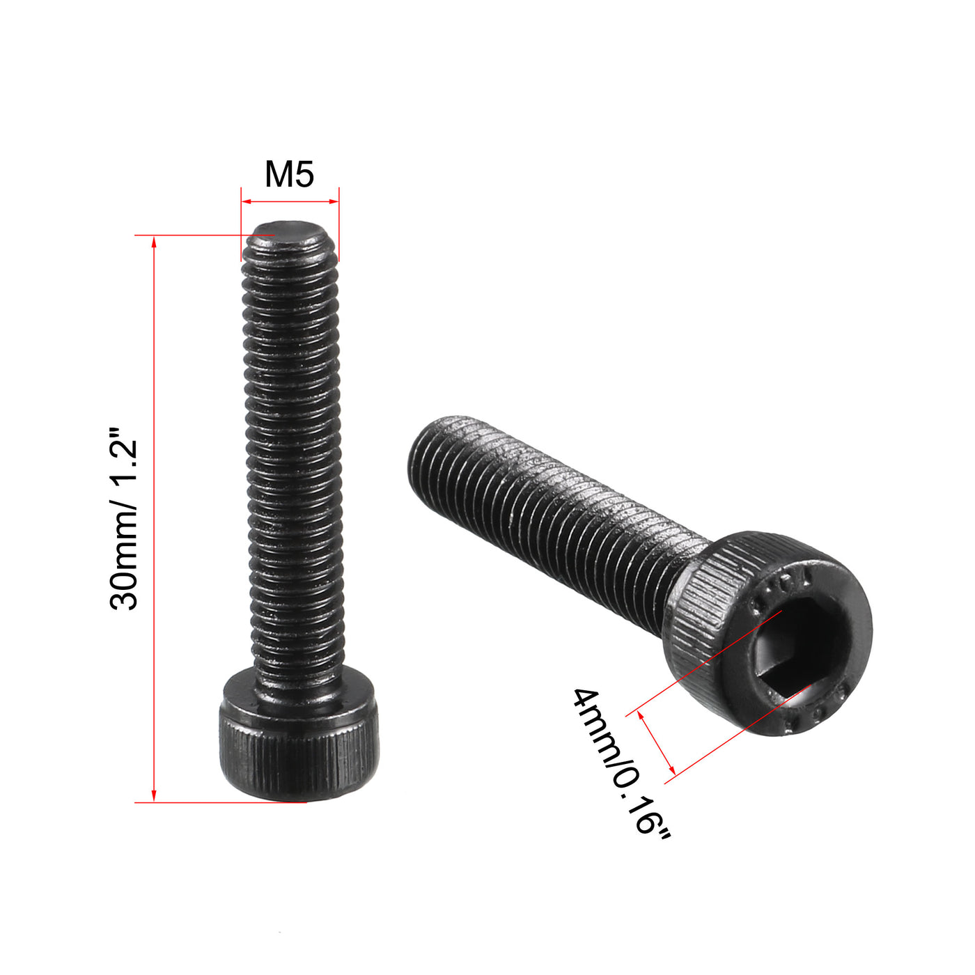 uxcell Uxcell M5 x 25mm 12.9 Alloy Steel Machine Bolt Hex Socket Head Cap Screws Black 30pcs