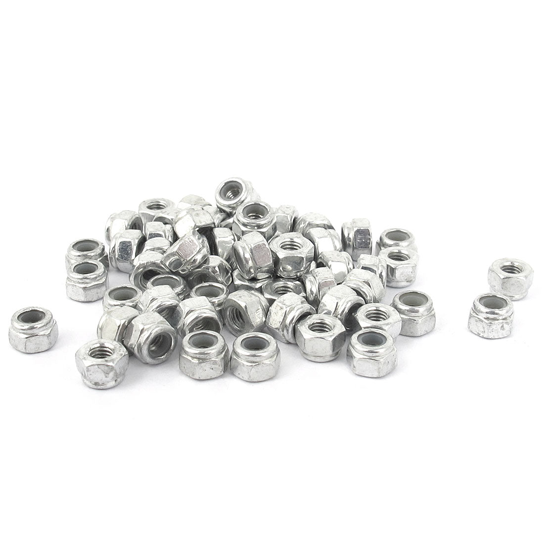 uxcell Uxcell M3x0.5mm Zinc Plated Nylock Self-Locking Nylon Insert Hex Lock Nuts 50pcs