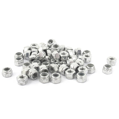 Harfington Uxcell M3x0.5mm Zinc Plated Nylock Self-Locking Nylon Insert Hex Lock Nuts 50pcs