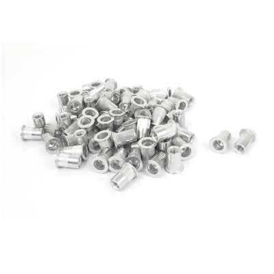 uxcell Uxcell M6x15mm Aluminum Flat Head Ribbed Body Rivet Nuts Insert Nutserts 100pcs