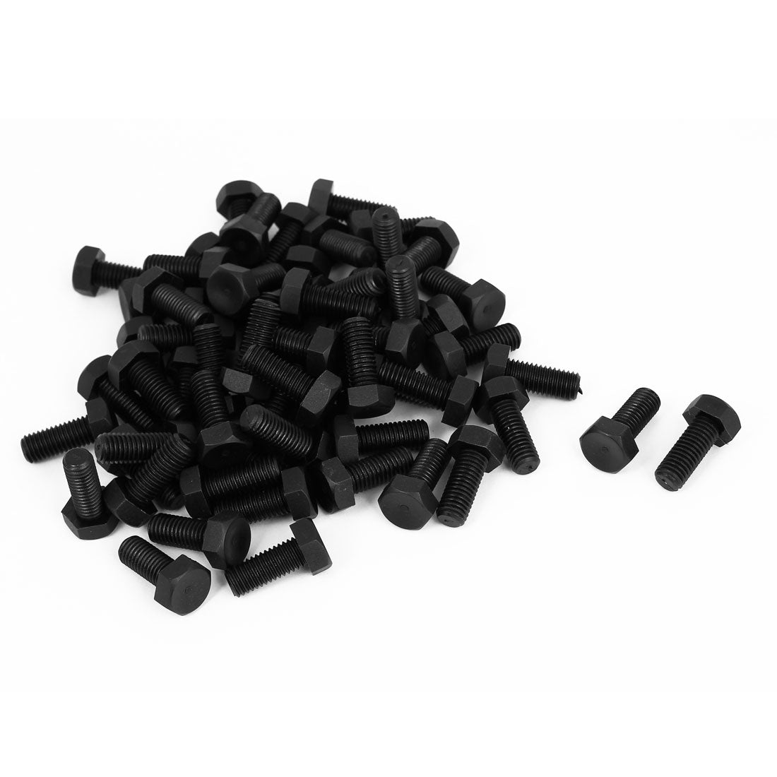 uxcell Uxcell M8x20mm Full Thread Nylon Metric Hex Hexagon Head Cap Screw Bolt Black 100Pcs