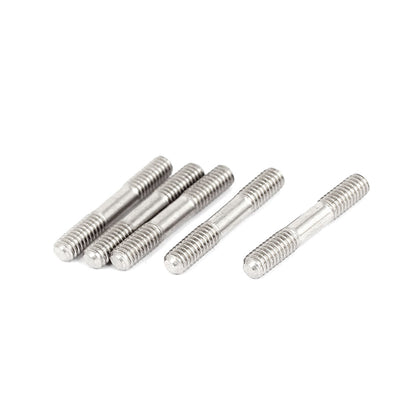 uxcell Uxcell M4x25mm Stainless Steel Double End Threaded Stud Screw Bolt Silver Tone 5Pcs