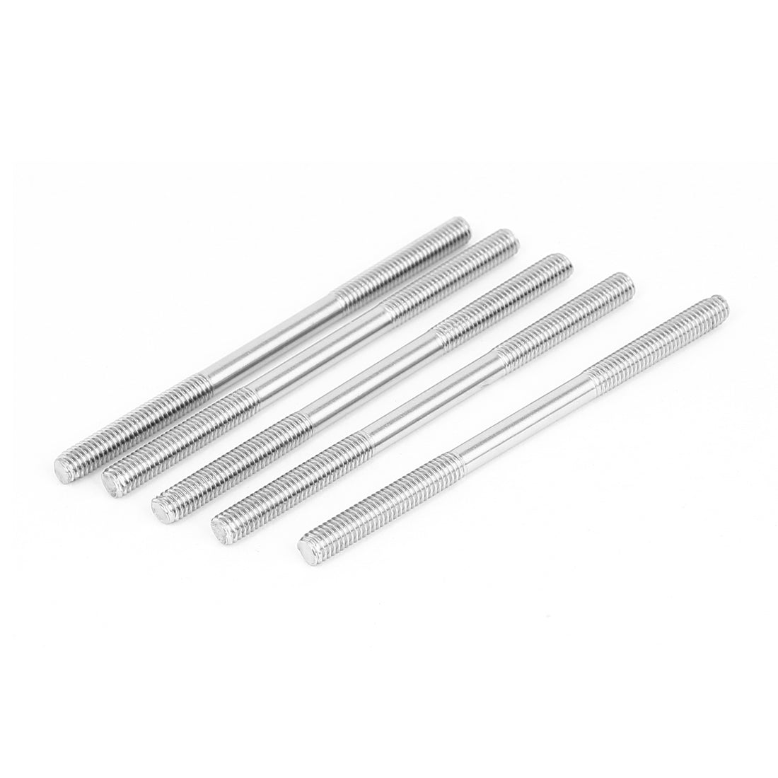 uxcell Uxcell M6x100mm Stainless Steel Double End Threaded Stud Screw Bolt Silver Tone 5Pcs