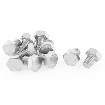 uxcell Uxcell M8 x 10mm Metric 304 Stainless Steel Fully Threaded Hex Head Screw Bolt 10 Pcs