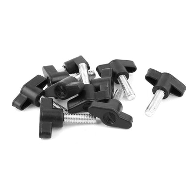 Harfington Uxcell 10pcs 8mm x 25mm Male Thread Plastic T Handle Screw On Type Clamping Knob