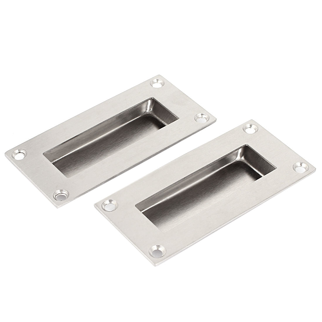 uxcell Uxcell Cupboard Door Stainless Steel Recessed Flush Pull Handle Hardware 52mm x 102mm 2PCS