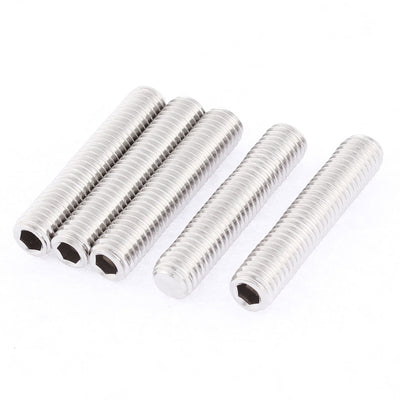 uxcell Uxcell M8x40mm 1.25mm Pitch Stainless Steel Hex Socket Set Flat Point Grub Screws 5pcs