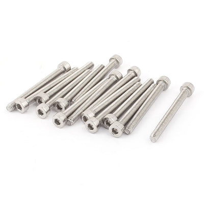 uxcell Uxcell 15pcs M4 x 40mm Thread 43mm Long Silver Tone Metal Machine Hex Socket Head Cap Bolts Screws