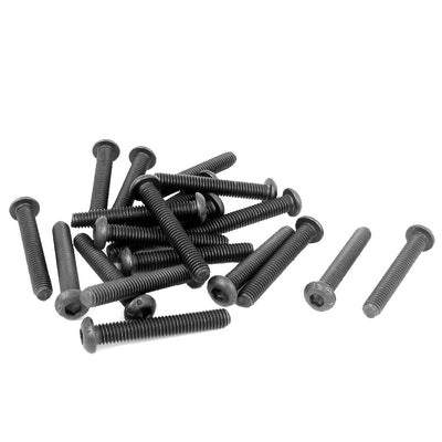 uxcell Uxcell M6 x 40mm Alloy Steel Hex Socket Button Head Machine Screws Black 20 PCS