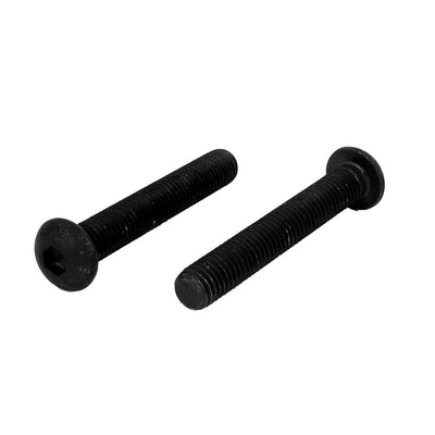 uxcell Uxcell M10 x 65mm Alloy Steel Hex Socket Button Head Machine Screws Black 2 Pcs