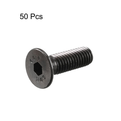 Harfington Uxcell M5 x 16mm Metric Hex Socket Countersunk Flat Head Screw Bolts Black 50PCS