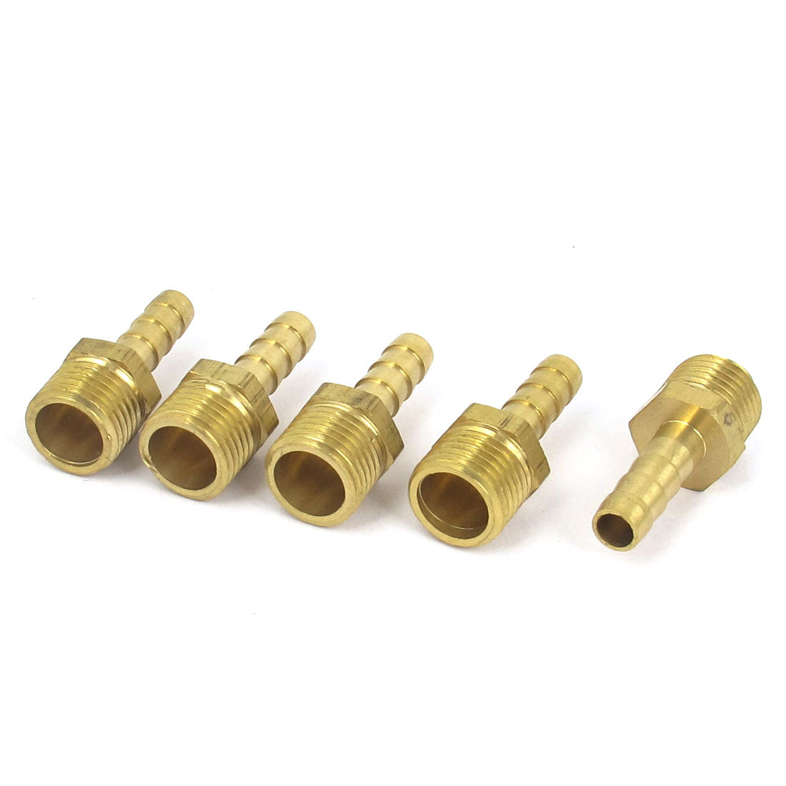 uxcell Uxcell Brass 1/4BSP Male Thread to 6mm Hose Barb Straight Fitting Adapter Coupler 5PCS