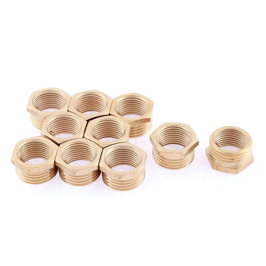 uxcell Uxcell 1/2BSP Male x 3/8BSP Female Thread Hex Reducer Bushing Pipe Fitting Connector 10pcs