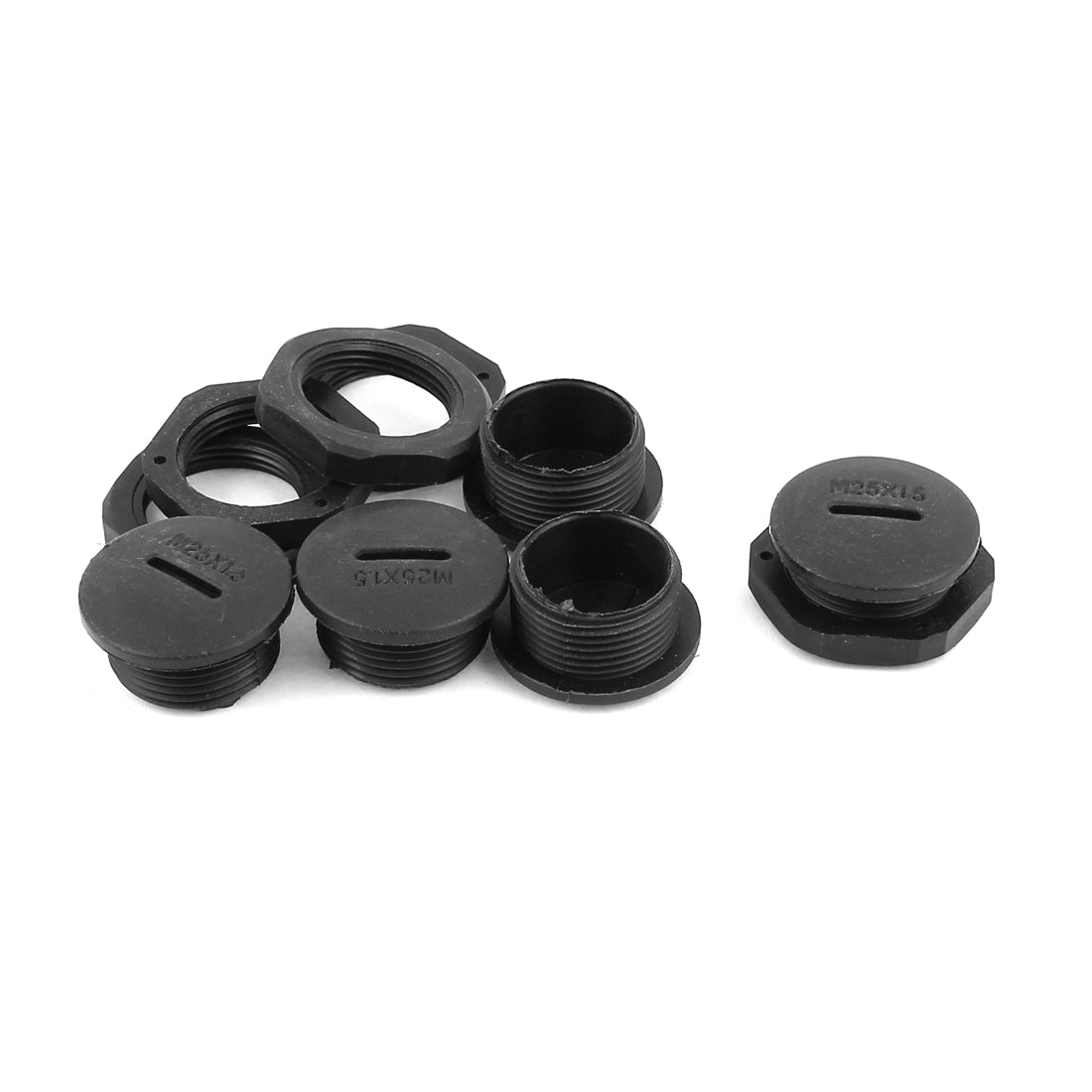 uxcell Uxcell M25 x 1.5cm Plastic Round Head Pipe Adapter Black 5Pcs