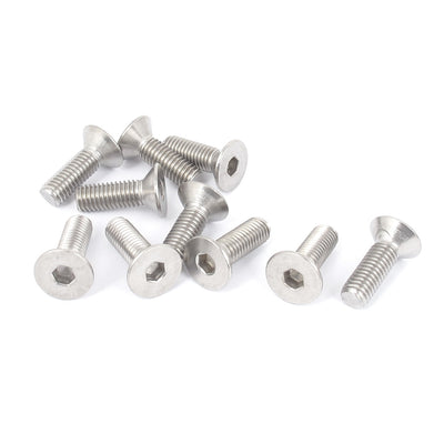 uxcell Uxcell M8x25mm(total length)-20mm(thread length) Stainless Steel Flat Head Hex Socket Countersunk Screws 10pcs