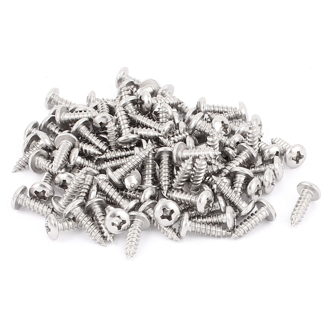 uxcell Uxcell 3.5mm x 13mm Phillips Cross Drive Pan Head Self Tapping Screw Fasteners Silver Tone 100 Pcs