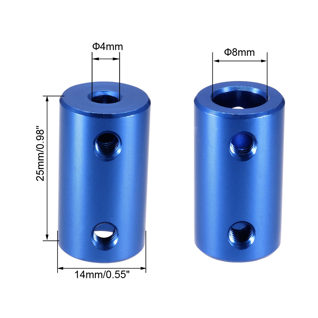 uxcell Uxcell 4mm bis 8mm Bohrung Starre Kupplungsschraube L25XD14 Aluminiumlegierung Wellenkupplungsverbinder Motorzubehör Blauer Schraubenschlüssel