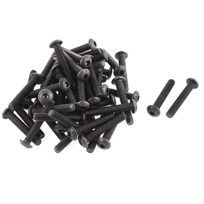 uxcell Uxcell M5x30mm 10.9 Alloy Steel Button Head Hex Socket Cap Screw Bolt Black 50pcs