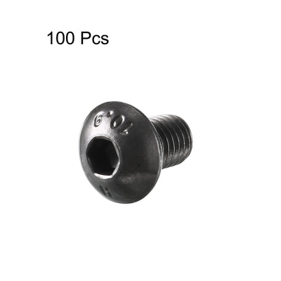 Harfington Uxcell M5x8mm 10.9 Alloy Steel Button Head Hex Socket Cap Screw Bolt Black 100pcs