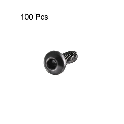 Harfington Uxcell M2x6mm Thread 10.9 Alloy Steel Button Head Hex Socket Cap Screw Bolt 100pcs