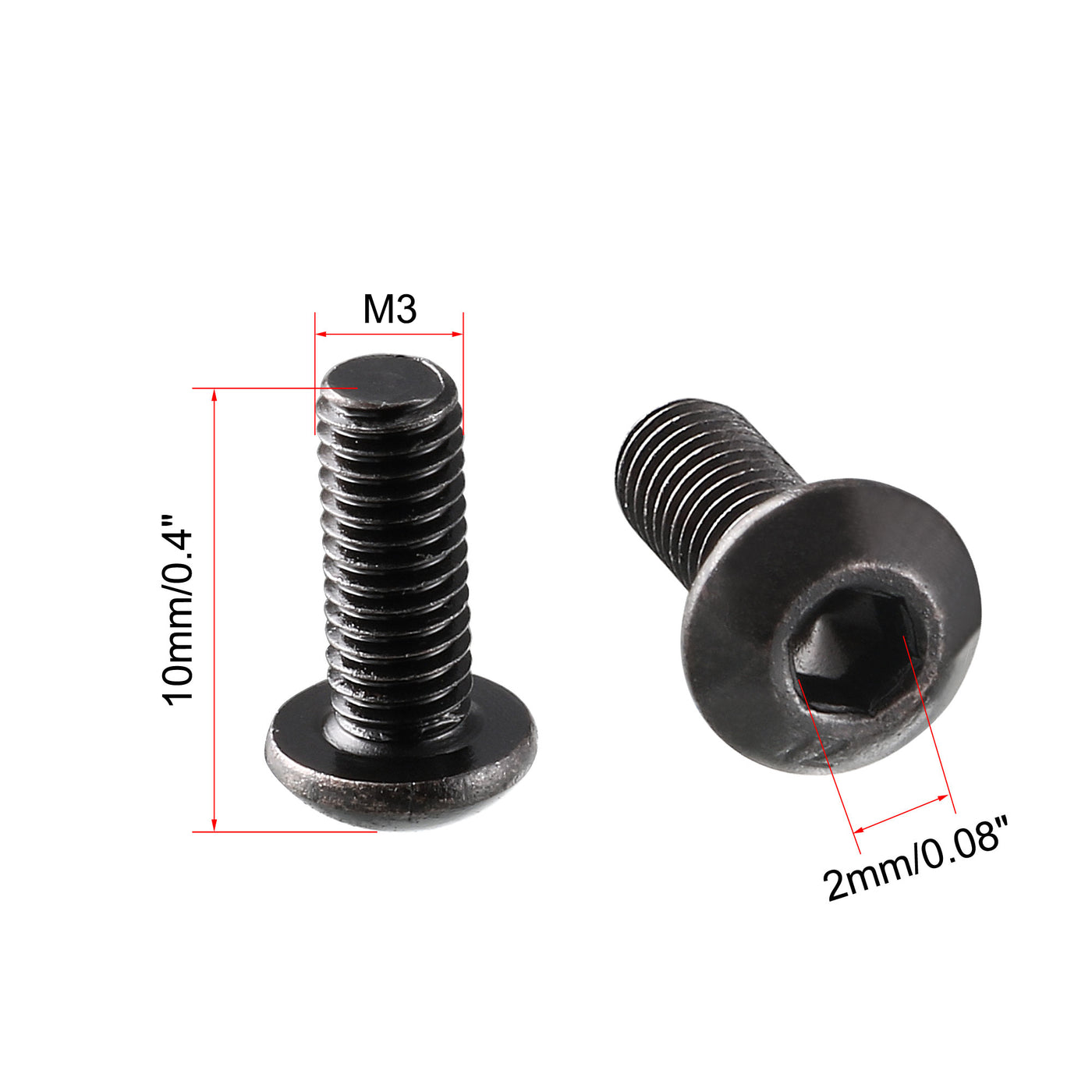 uxcell Uxcell M3x8mm Thread 10.9 Alloy Steel Button Head Hex Socket Cap Screw Bolt 100pcs