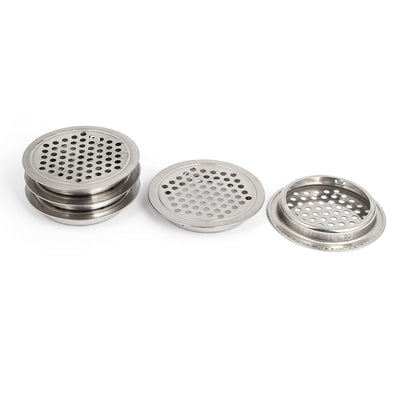 uxcell Uxcell 52mm Bottom Dia Kitchen Stainless Steel 65mm Outer Dia Round Mesh Hole Air Vent Louver 5 Pcs