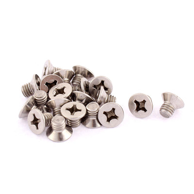 uxcell Uxcell M6 x 8mm Phillips Head Stainless Steel Countersunk Bolts Machine Screws 20pcs