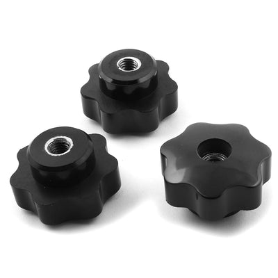 uxcell Uxcell M8Female Thread Through Hole Star Head Screw Clamping Knob Grip Black 3pcs