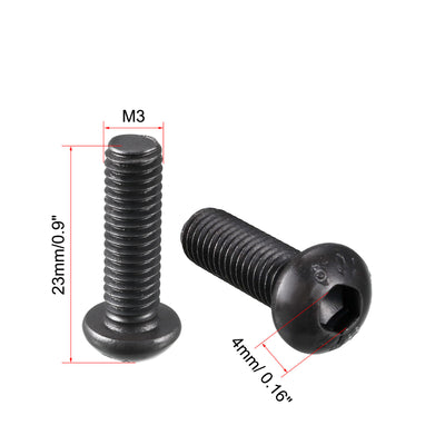 Harfington Uxcell M6x20mm 10.9 Alloy Steel Button Head Hex Socket Cap Screw Bolt Black 50pcs