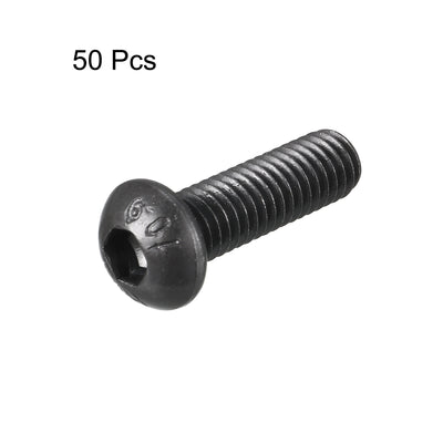 Harfington Uxcell M6x20mm 10.9 Alloy Steel Button Head Hex Socket Cap Screw Bolt Black 50pcs