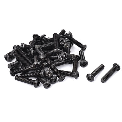 uxcell Uxcell M6x30mm 10.9 Alloy Steel Button Head Hex Socket Cap Screw Bolt Black 50pcs