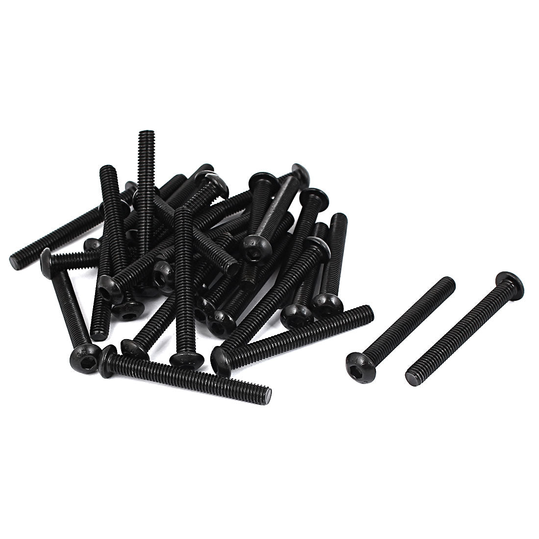 uxcell Uxcell M6x50mm 10.9 Alloy Steel Button Head Hex Socket Cap Screw Bolt Black 30pcs