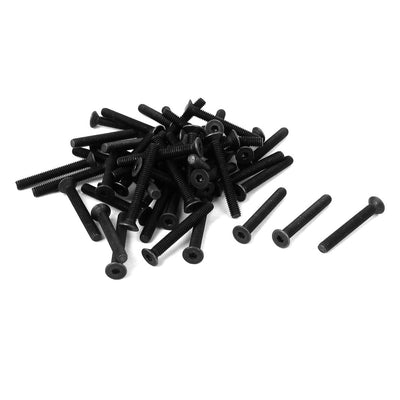 uxcell Uxcell M2.5x20mm 10.9 Carbon Steel Countersunk Head Hex Socket Screw Black 40pcs