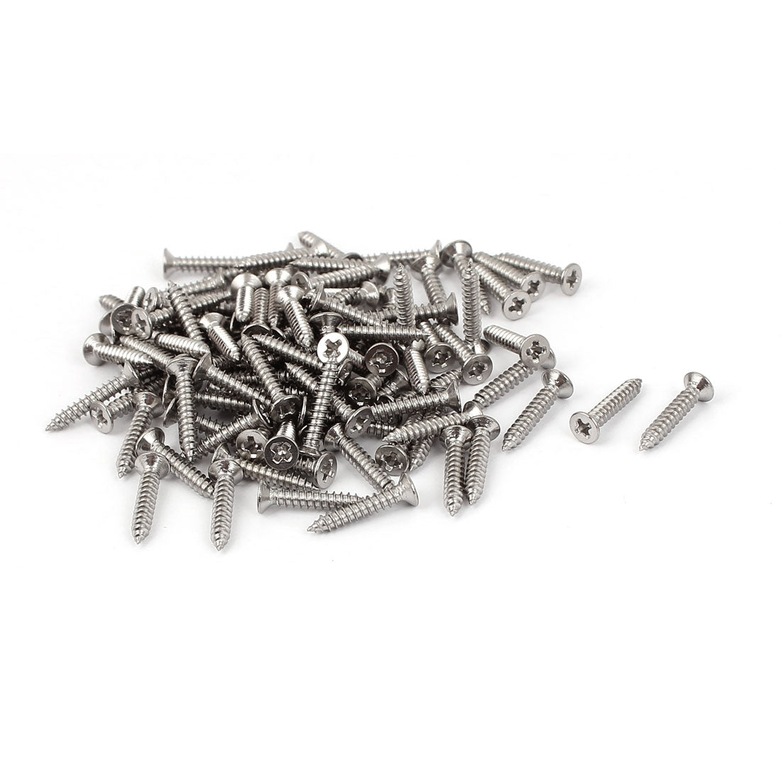 uxcell Uxcell M2.2 x 13mm Phillips Flat Head Self Tapping Screw Silver Tone 100 Pcs