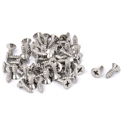 uxcell Uxcell M4.2 x 13mm Countersunk Cross Head Self Tapping Screw Fasteners 50 Pcs